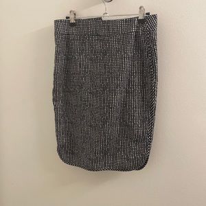 LOFT Black and White Checkerboard Knee Length Skirt